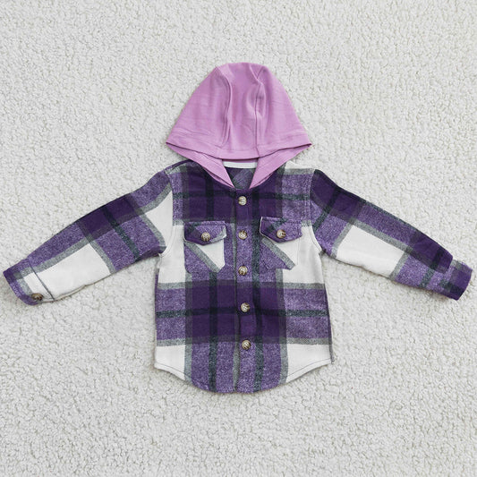 Purple Girls Clothes Hoodies Coat Boutique Kids Baby Girl Hooded Top Jacket GT0150