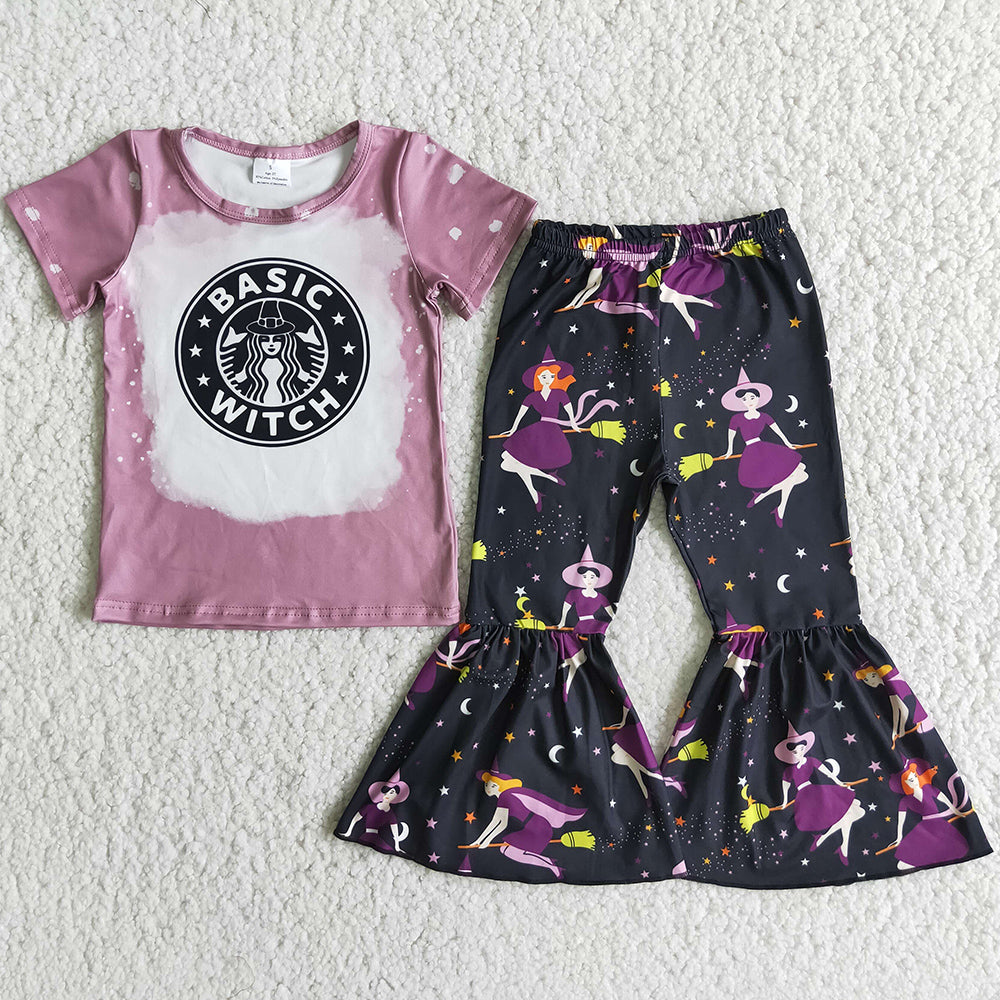 Toddler Baby Girl Clothes Short Sleeve Bell Bottom Outfits Boutique Kids Clothes Girls Set