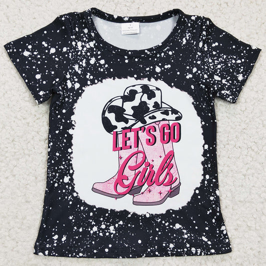 Hot Sale Girls Short Sleeve T-shirt Boots Print Fashion Baby Girl Clothes Top Shirt GT0125