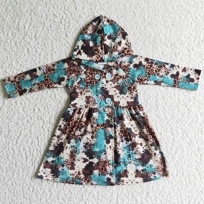 Boutique Girls Hoodie Dress Coat Long Sleeve Fall Kids Clothing Leopard GT0027 10.23