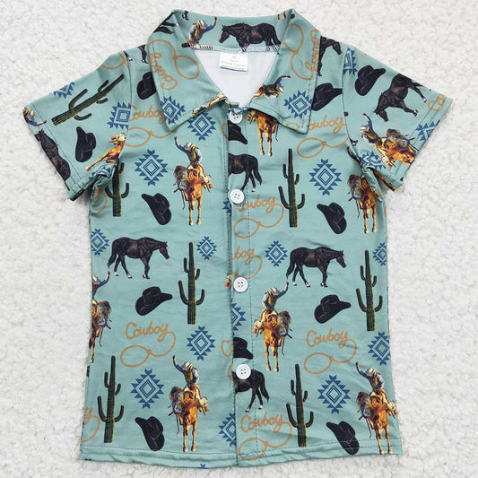 New Boys Clothes Short Sleeve T-shirt Cowboy Fashion Baby Boy Top BT0214