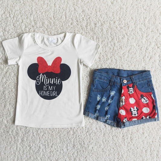 Hot Sale Kids Designer Clothes Girls Summer Boutique Denim Outfits Fashion Baby Girls Clothing Jeans Set Wholesale