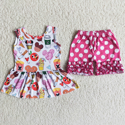 Hot Sale Baby Girls Designer Clothes Short Sleeve Icing Shorts Set Summer Boutique Girls Clothing C7-11