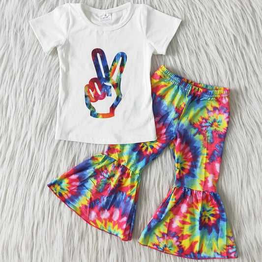 Toddler Girl Clothes Cute Bell Bottom Pant 2pcs Girls Boutique Outfits Tie Dye Fashion Baby Girls Clothes Wholesale Aa-2