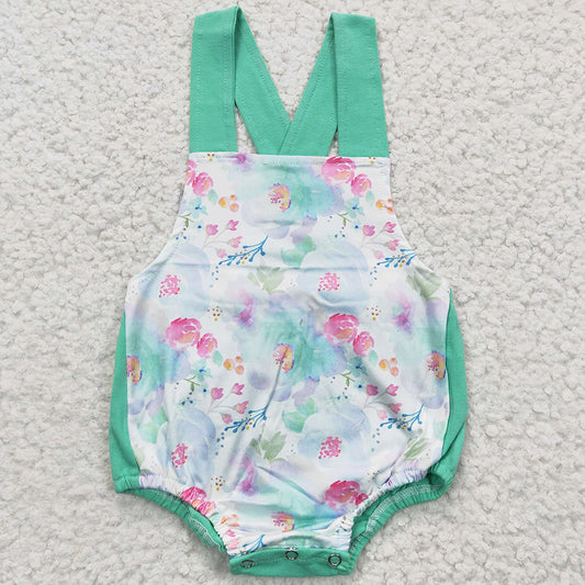 Flower Print Cute Infant Girls Romper Boutique Baby Romper D5-1