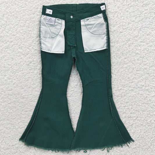 Baby Girls Green Color Denim Bell Pants P0073