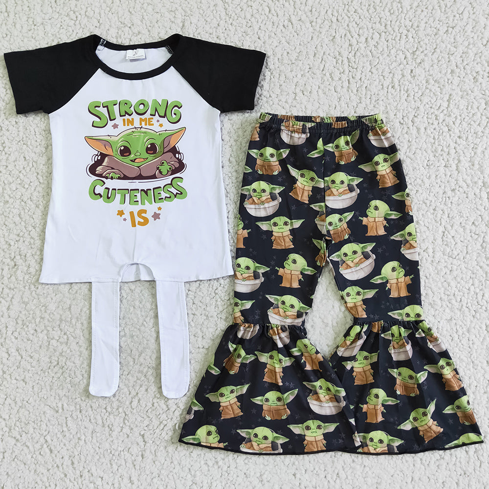 Girls Clothes Short Sleeve Bell Pants Set E1-2