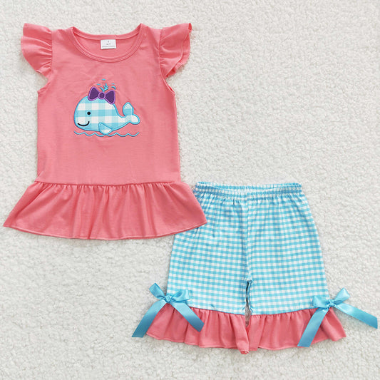 Cotton Embroidery Boutique Girls Clothes Summer Outfits GSSO0150