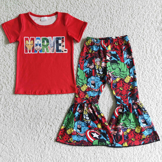 New Fashion Baby Girl Clothes Short Sleeve Bell Pants Set GSPO0159