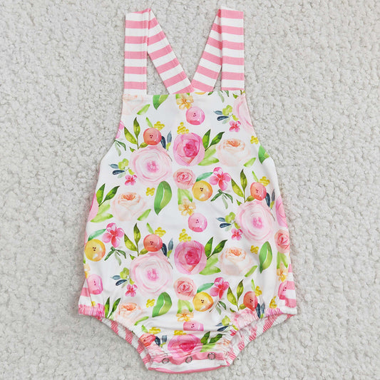 Cute Infant Baby Girls Romper Flower Print Girls Jumpsuit A17-9-2