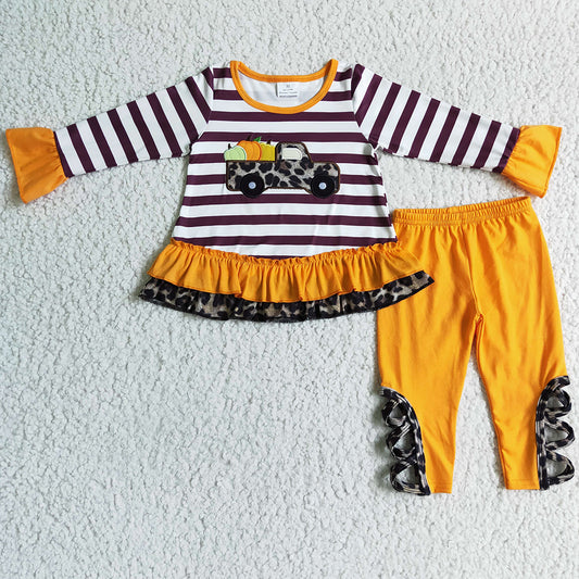 Infant Baby Romper Halloween Girls Clothing Pumpkin Car Embroidery LR0007