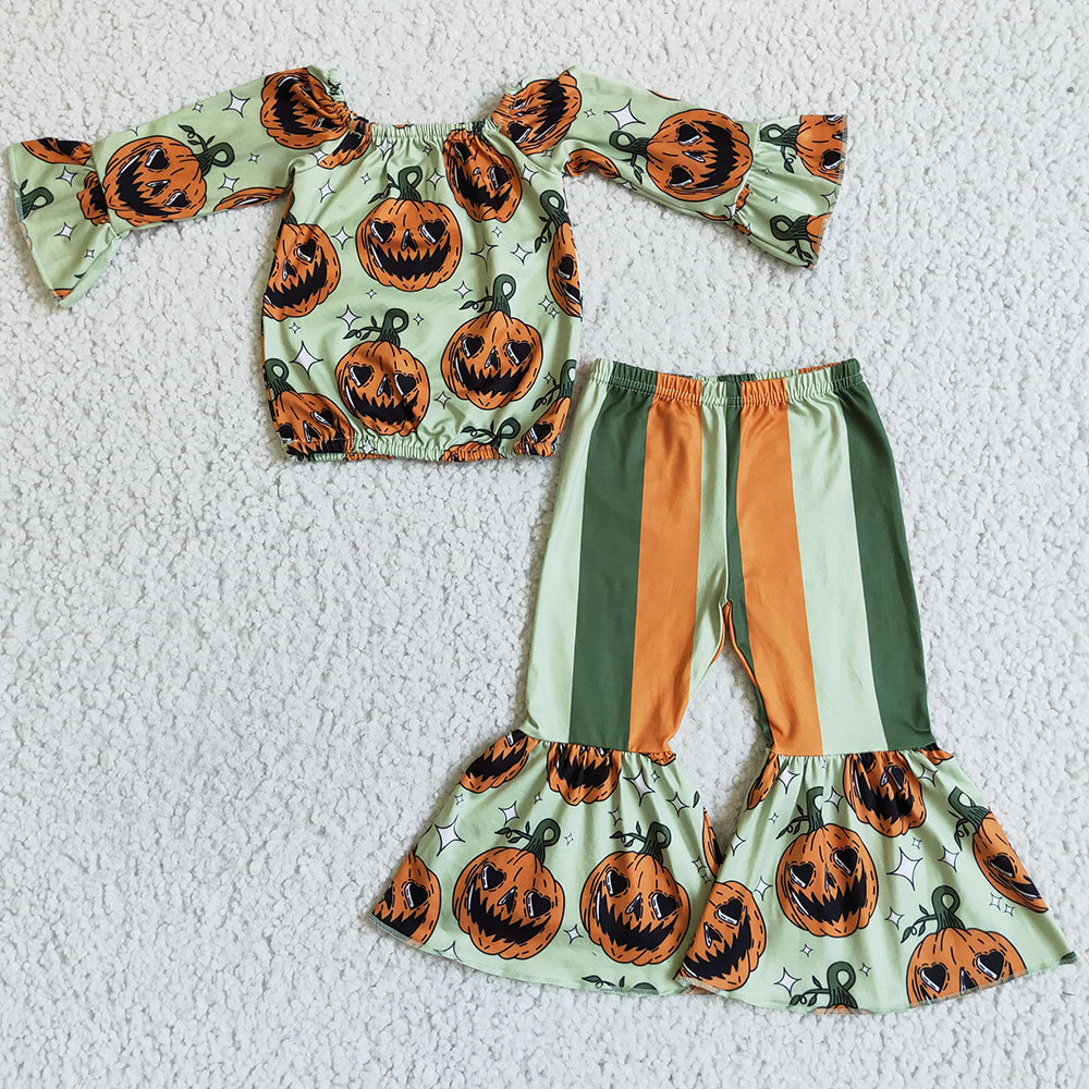 Pumpkin Design Boutique Girls Clothing Halloween Set GLP0023