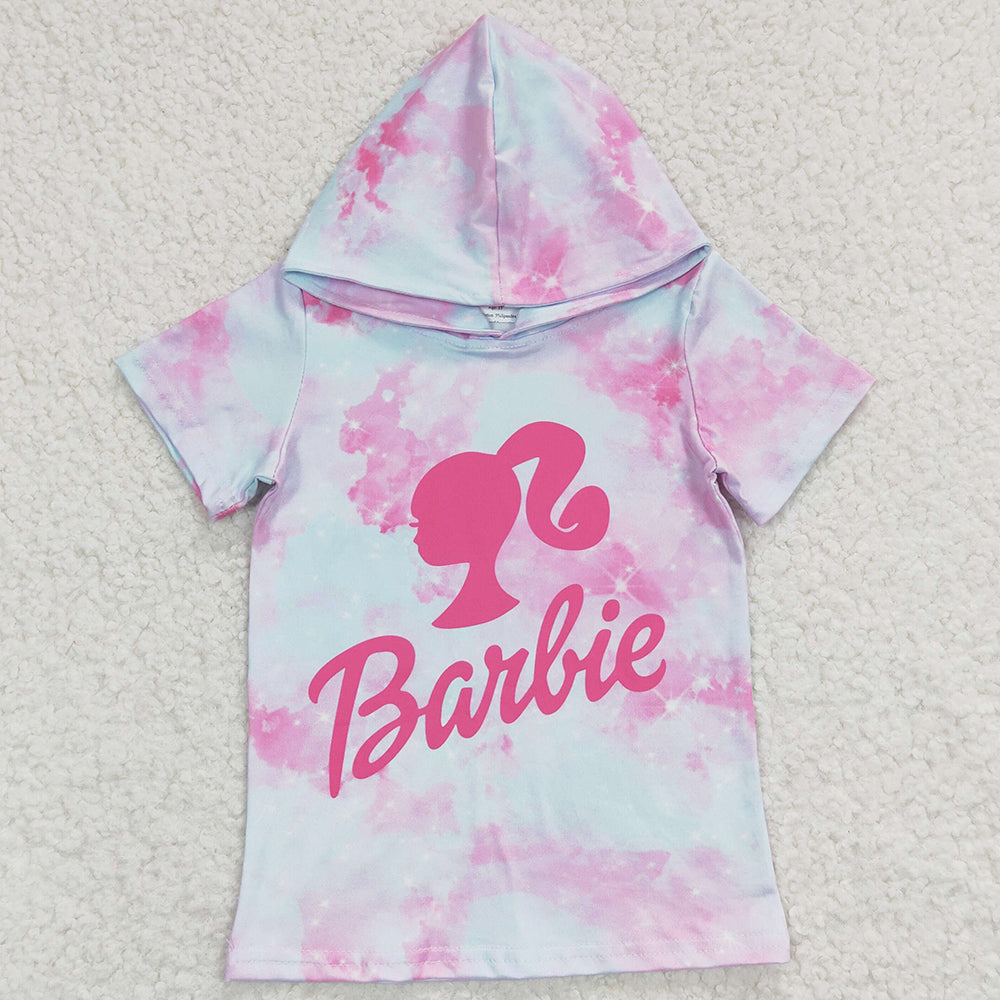 Cute Girls Hooded Top Short Sleeve Boutique Girls Clothes Shirt GT0153