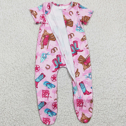 Western Style Baby Girls Romper Fashion Short Sleeve Baby Footie Jumpsuit SR0194 5.7