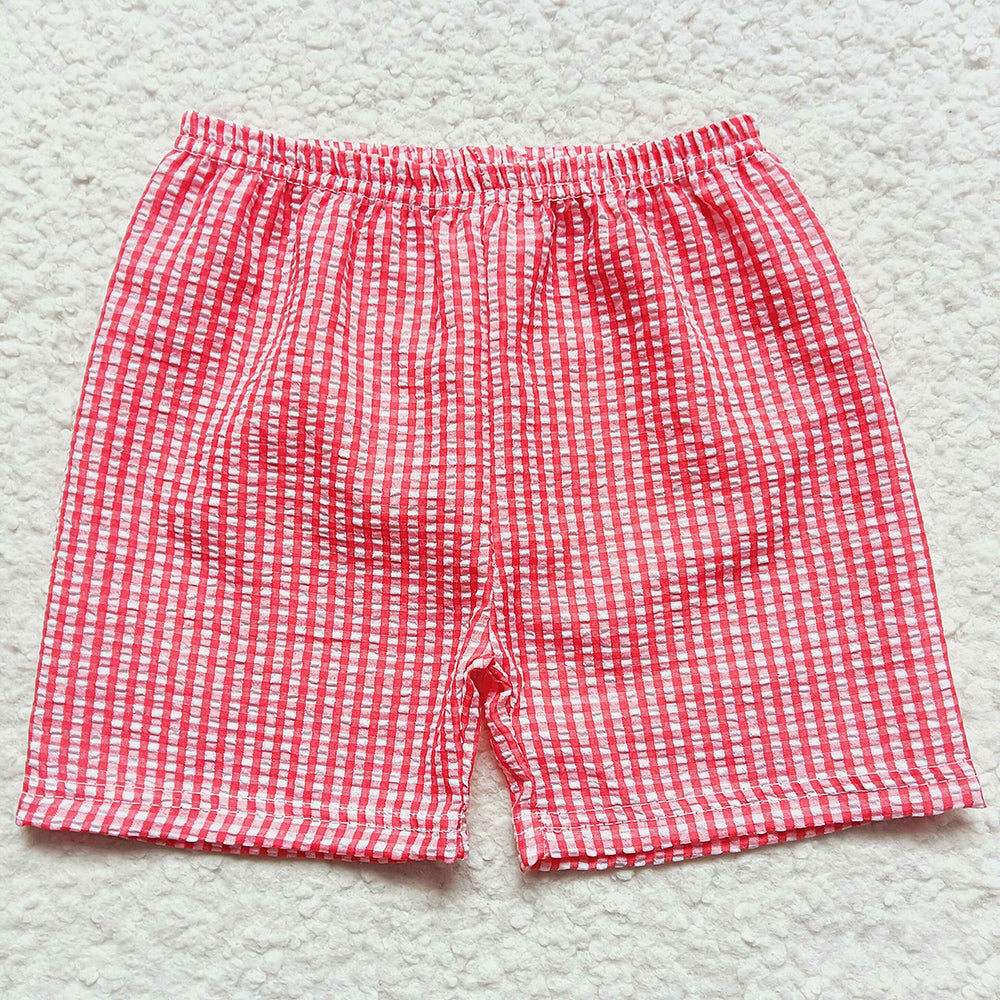 Baby Boys Red Plaid Seersucker Shorts SS0076