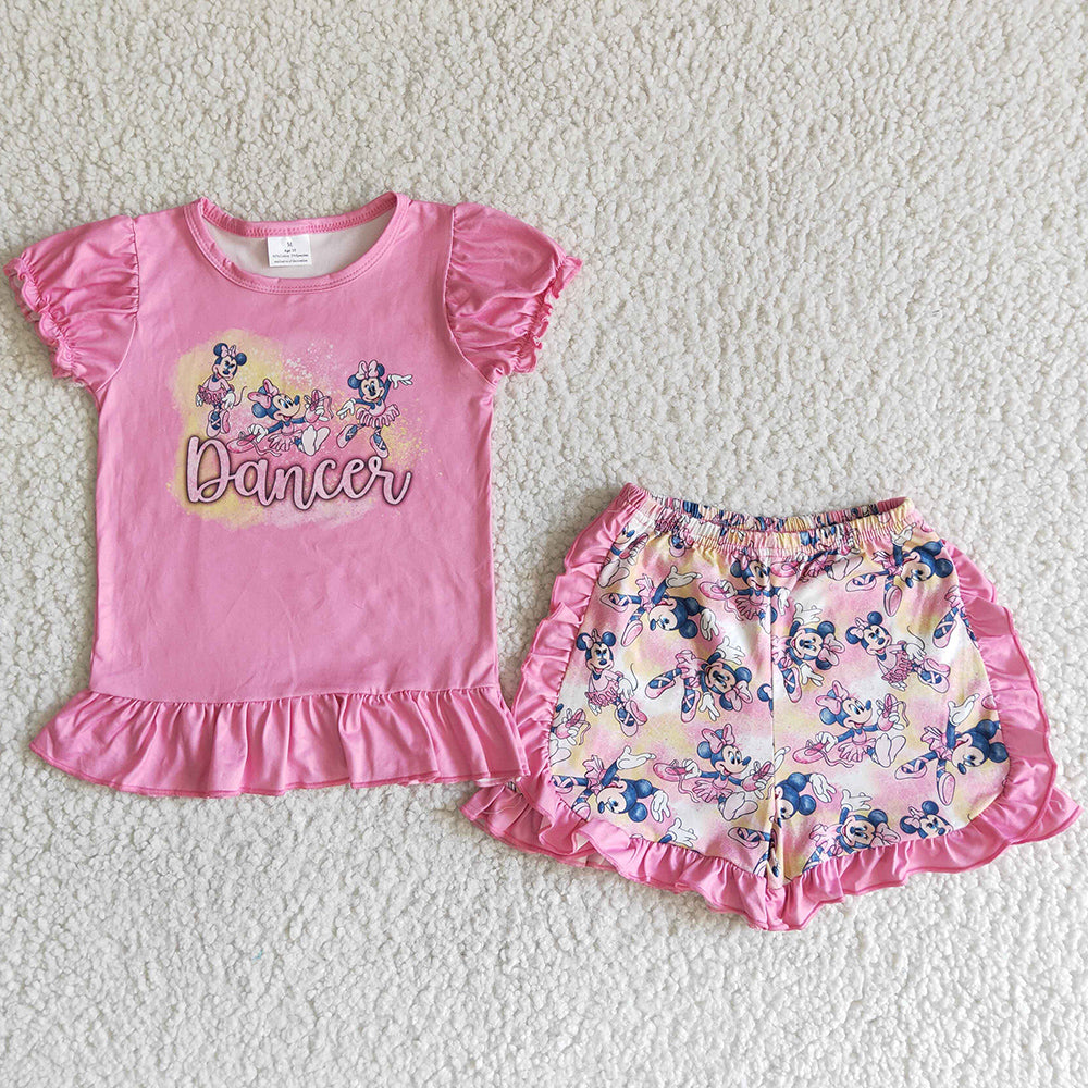 Girls Summer Clothes Set Boutique Kids Clothes Girls Outfit Pink Color Girls Clothing Shorts C4-27