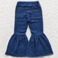 Boutique Baby Girls Jeans Pants Blue Denim Bell Bottom Pants P0071