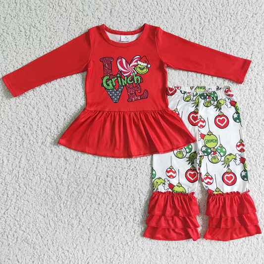 Boutique Baby Girls Clothes Set Christmas Cute Kids Clothes Girls Outfits 6 A10-27