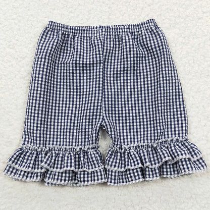 Boutique Baby Girls Shorts Ruffle Plaid Seersucker Fabric Shorts