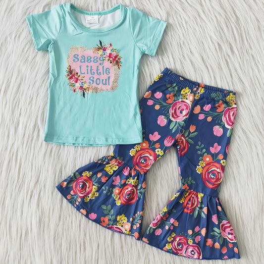 Wholesale Baby Girls Clothes Fashion Kids Clothes Girl Bell Sets Spring Flower Boutique Girls Clothing C11-4