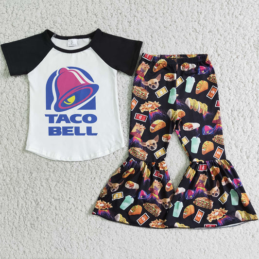 Cute Baby Girl Clothes Short Sleeve Bell Bottom Outfits Boutique Kids Clothes D5-18