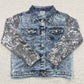 New Girls Sequins Jeans Coat GT0148