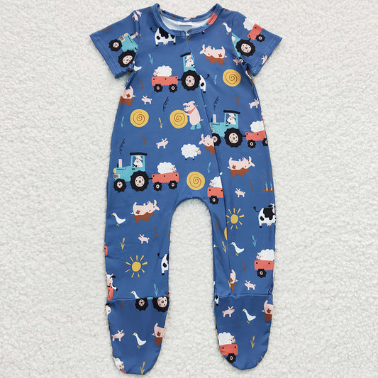 Farm Print Cute Infant Baby Romper Boutique Boys Rompers Jumpsuit SR0195