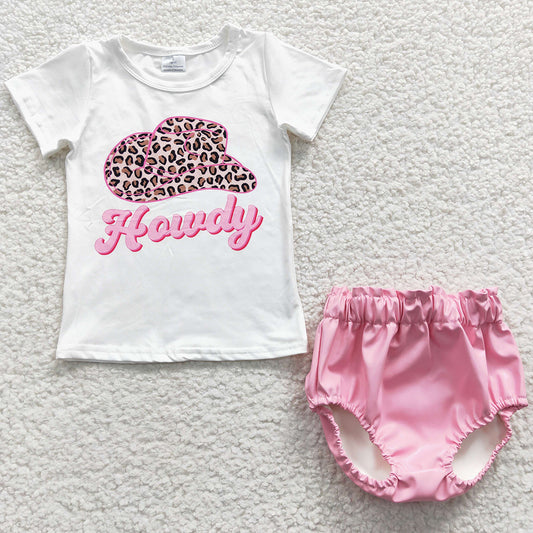 Baby Girls Clothes Bummies Set Howdy Pink Pleather Bummie Sets GBO0152