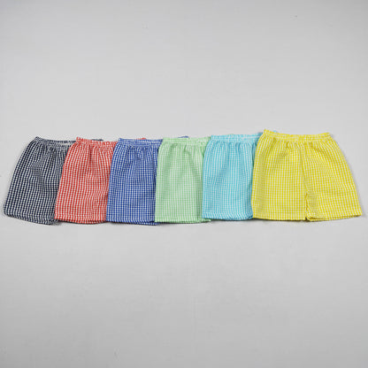 Summer Baby Boys Shorts Plaid Seersucker Shorts