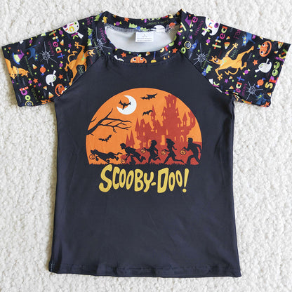 Girl Clothes Short Sleeve Bell Bottom Outfits Halloween Kids Clothes Boys T-shirt Cute E4-27