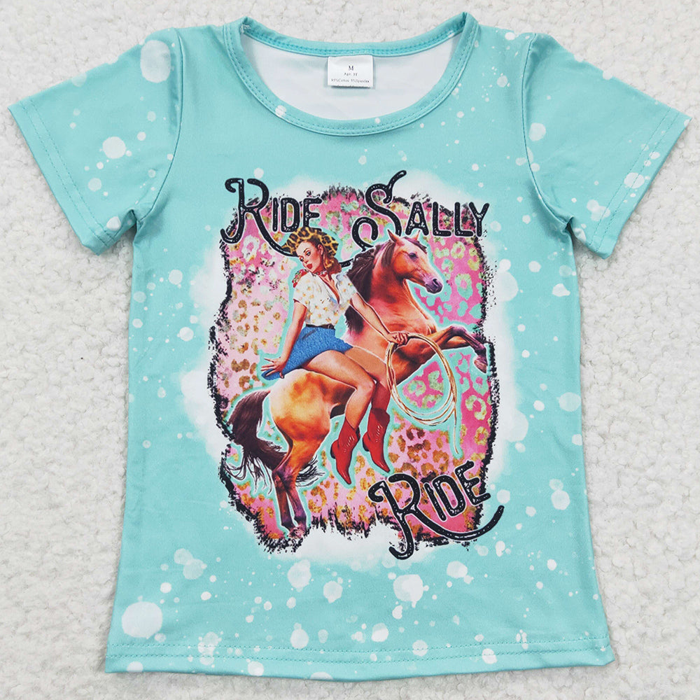 Baby Girls Clothes Western Riding Short Sleeve Tee Shirts GT0170