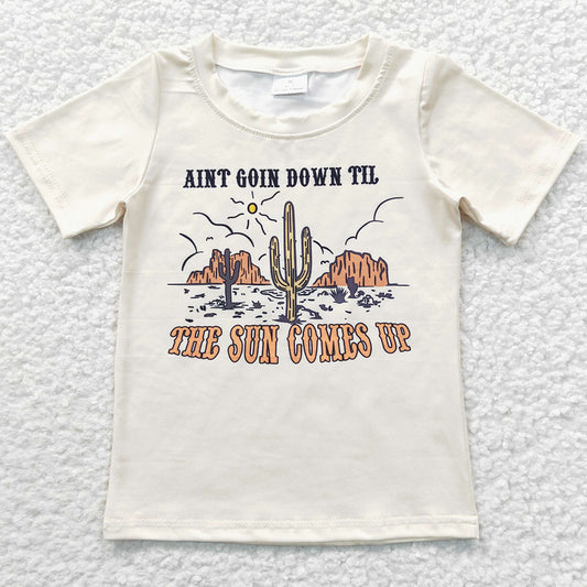 Girls Clothes T-shirt Cactus Mountain Sun Western Shirts Tops GT0160