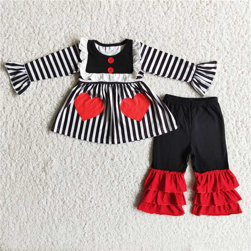 Valentine's Day Toddler Girls Clothing Love Heart Toddler Baby Kids Outfits 6 B7-38