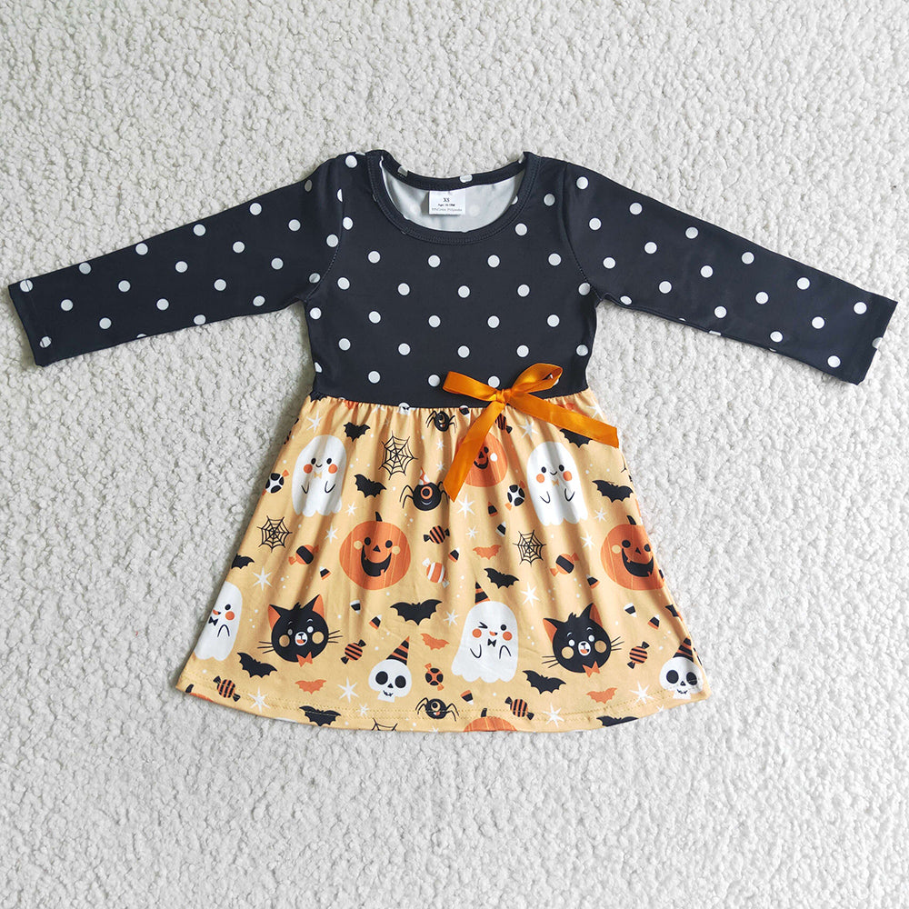 Boutique Halloween Girls Dress Long Sleeve Baby Girl Dresses GLD0040