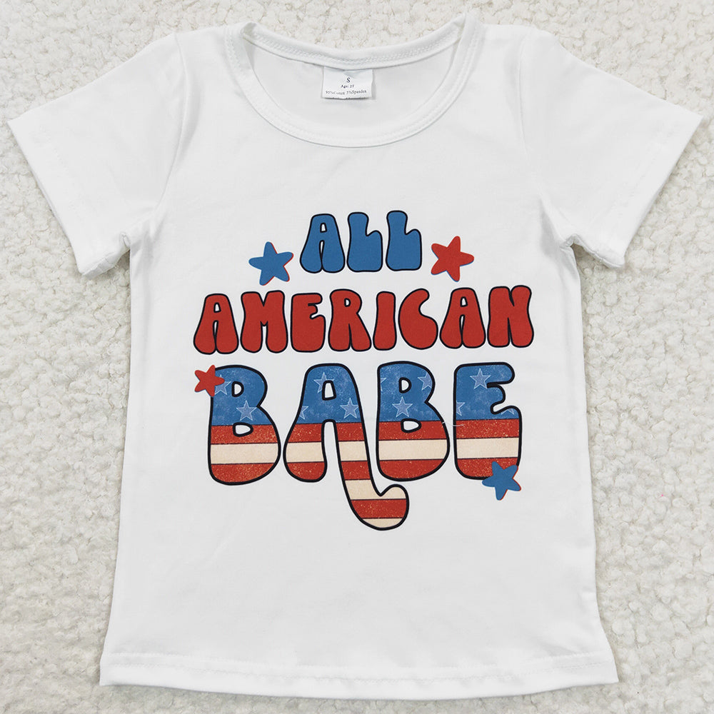 Baby Girls Clothes Top All American Babe Short Sleeve T-Shirts GT0179