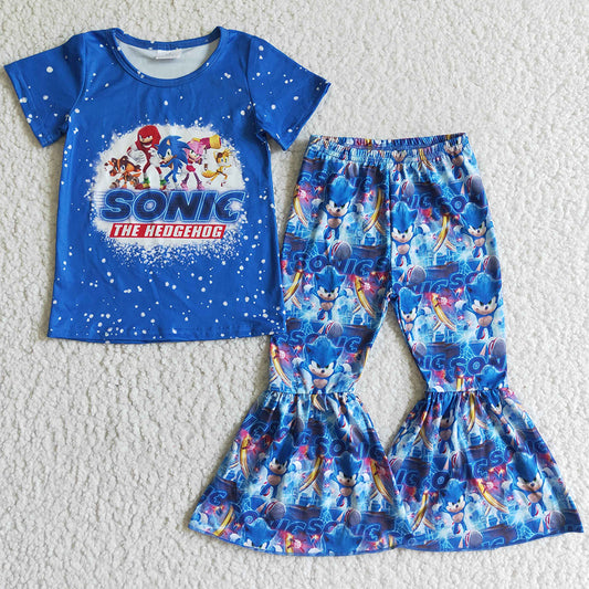 Boutique Baby Girls Clothes Short Sleeve T-shirt Bell Pants Set GSPO0165