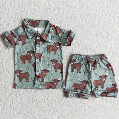 New Arrival Baby Girls Pajamas Set Boys Nightwear Cow Print Sibling Pajamas Girls Sleepwear Boys Pajamas Outfits B11-28