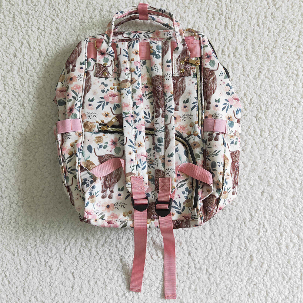 New Fashion Mommy Bags Cow Flower Print Cute Baby Girls Backpack BA0001-M