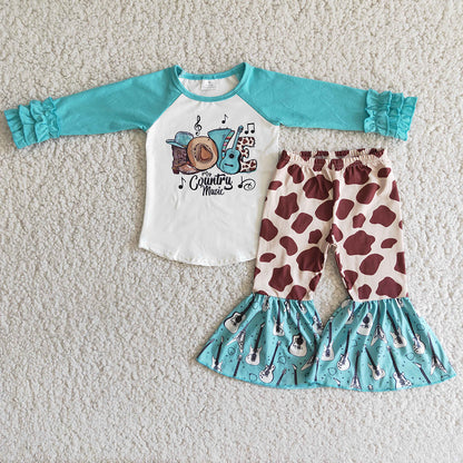 Boutique Toddler Girls Clothes Long Sleeve Bell Pants Set 6 A11-14