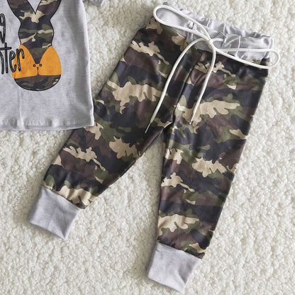 Hot Sale Toddler Boys Clothes Easter Bunny Boutique Kid Boys Clothing Egg Hunter Fashion Baby Boys Clothing Short Sleeve Pant Set B16-23