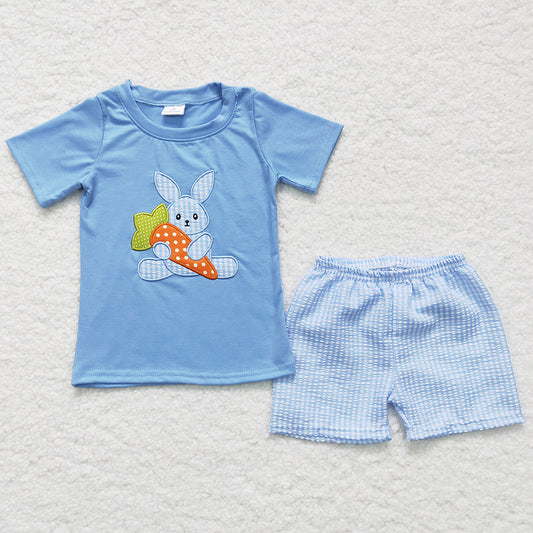 Easter Day Boys Clothing Bunny Embroidery Boutique Baby Boy Clothes Set BSSO0087