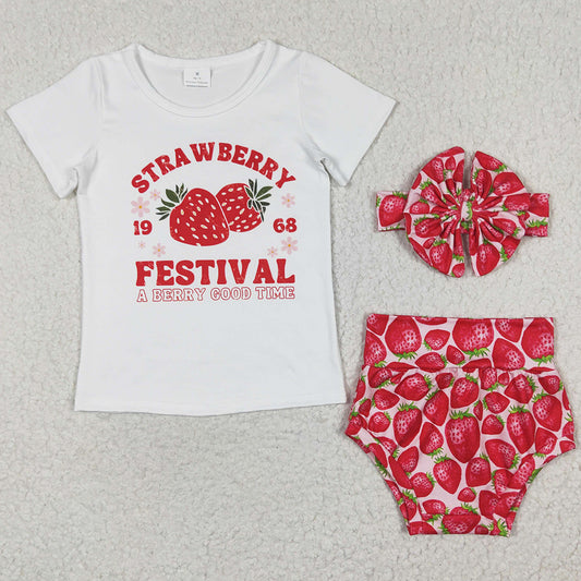 Strawberry Baby Girls Clothes Bummies Summer Set GBO0097