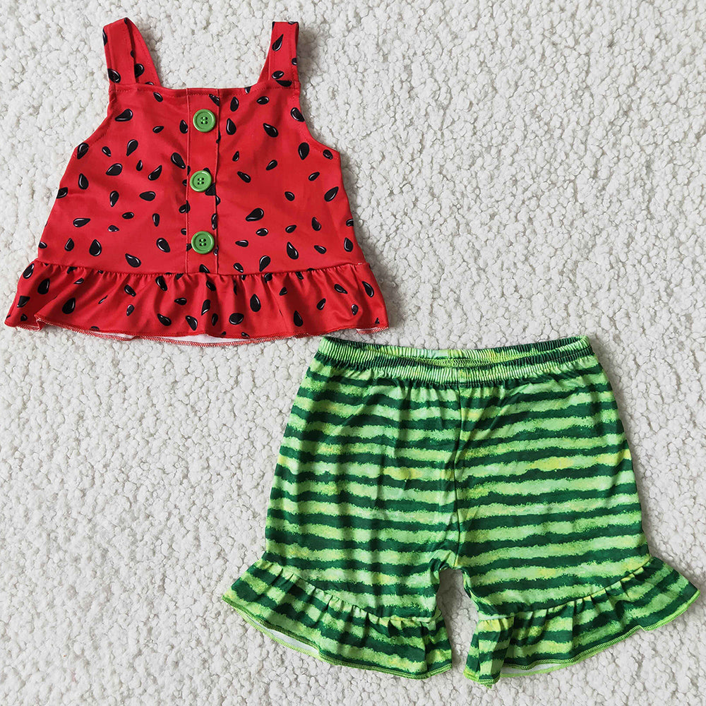 Fashion Baby Girl Clothes Watermelon Summer Boutique Kids Clothes Girls Wholesale Children Clothes Set B0-28