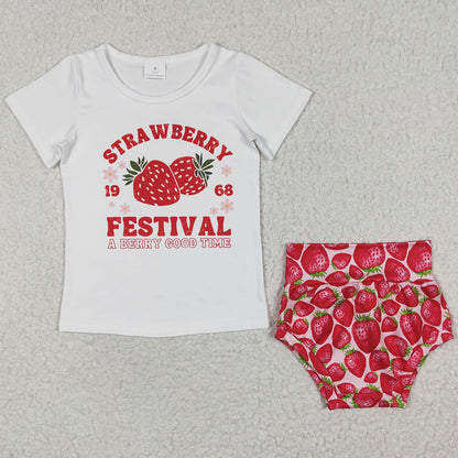 Strawberry Baby Girls Clothes Bummies Summer Set GBO0097