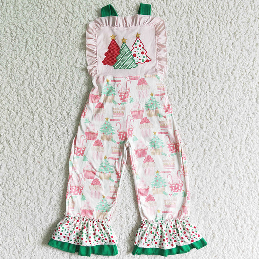 Boutique Girls Jumpsuit Christmas Tree Print Girls Romper Jumpsuits E4-26