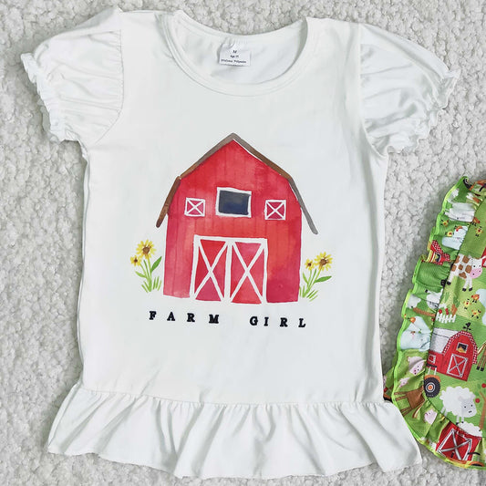 New Fashion Baby Girls Designer Clothes Farm Print Cute Girls Clothes Summer Set Wholesale C15-22