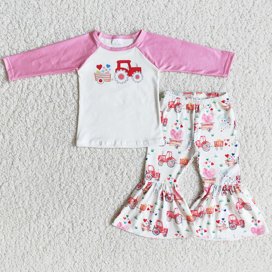 Boutique Kids Girls Clothes Valentine's Day Baby Girls Bell Bottom Outfits 6 A29-30