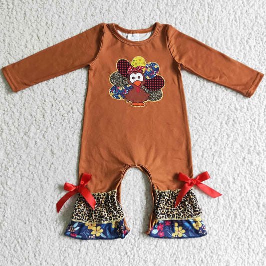 Thanksgiving Infant Baby Romper Turkey Print Girls Jumpsuit Rompers LR0171