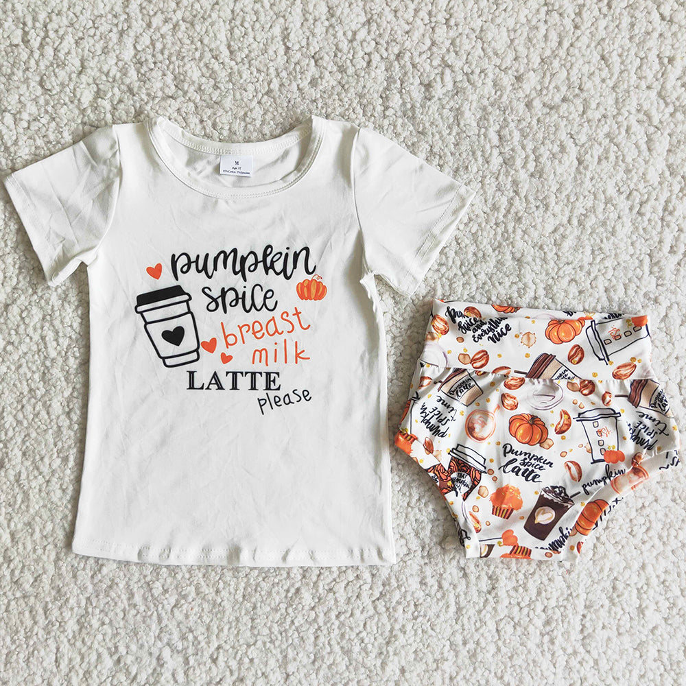 Infant Baby Girl Clothes Bummie Sets Pumpkin Print Fashion Girls Clothes Toddler Outfits Baby Bummies Outfits B8-9