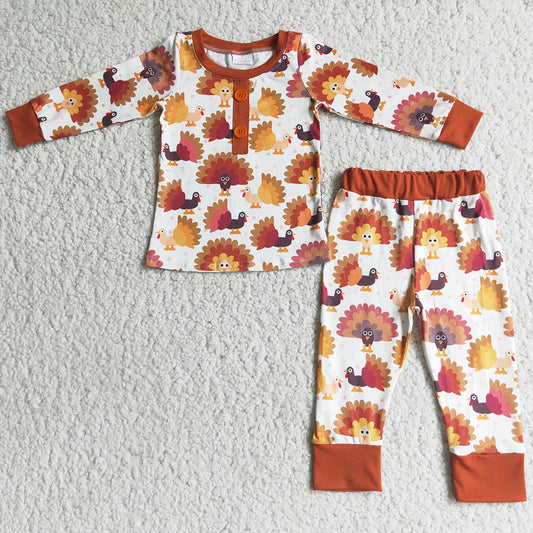 Boutique Baby Boys Pajamas Thanksgiving Sleepwear Girls Nightwear Set 6 B3-3